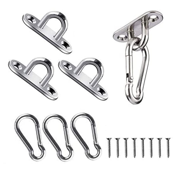 Ceiling Hook, 50KG Capacity Stainless Steel Oblong Eye Plates for Yoga Swings Hammocks Awning Boat Accessories (16 Pieces)