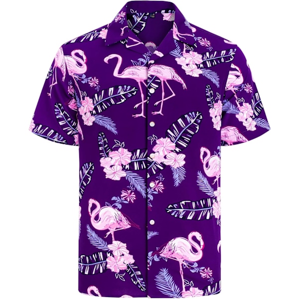 Miesten Havaiji-paita ja shortsit -setti Regular Fit lyhythihainen rento funky ranta flamingo paita setti L L Purple Flamingo