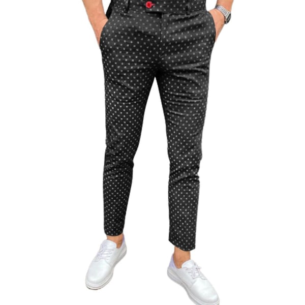 Men's Business Dot Straight Pants Black 3XL