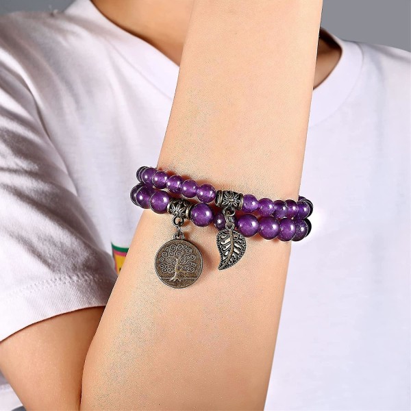 Livets träd och blad charm Energy Healing Crystal armband