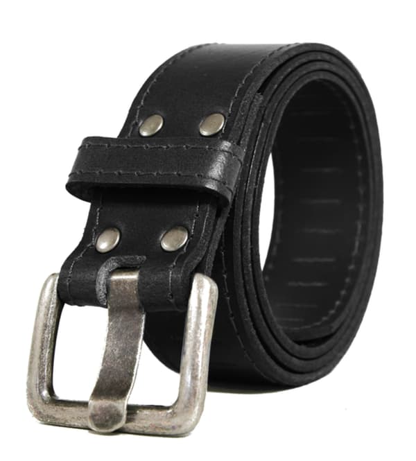 Sort 35mm jeansbælte i kalveskind 250 115 cm
