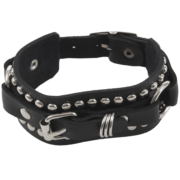 Punk Stud Fashion Unisex læderbæltearmbånd (sort)
