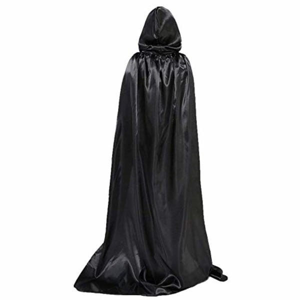 BOSSTER Halloween cape, gyllene cape med huva, fullängd rock cape med band för halloween kostym Black-L(150cm)