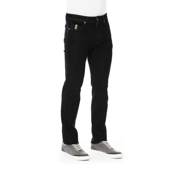 Baldinini Trend Regular Man Jeans with Logo Button and Tricolor Insert - Clothing Pants CMK Black W36 US