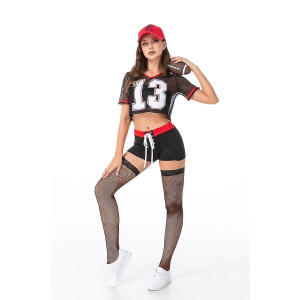 Sexet dameundertøj amerikansk fodbold baby cheerleading uniformer jakkesæt Cosplay kostume Rugby pige Cheer Sports outfits Shorts Top K S