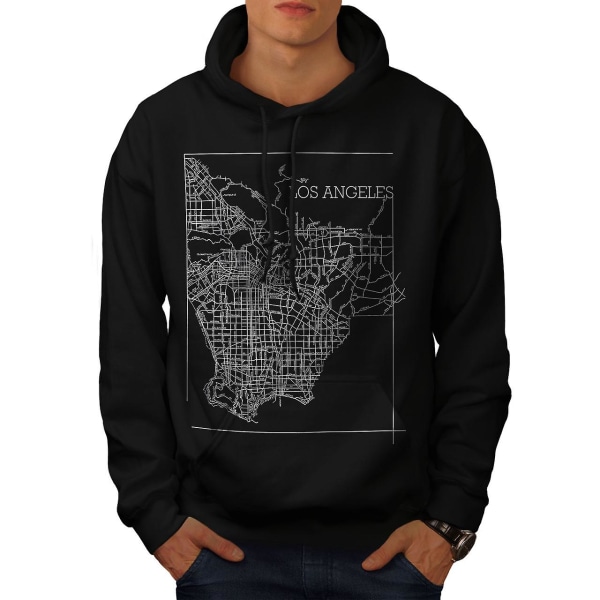 Los Angeles Kartta Muoti Miesten BlackHoodie | Wellcoda CMK Black X-Large