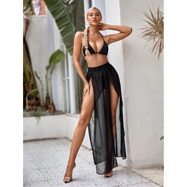 Skjære saronger korte/lange strandkåper for kvinner, semi-ren knyteskjørt Chiffong/ mesh Bikini badedrakt Coverups