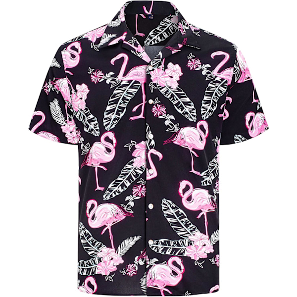 Miesten Havaiji-paita ja shortsit -setti Regular Fit lyhythihainen rento funky ranta flamingo paita setti 4XL 4XL Black Flamingo