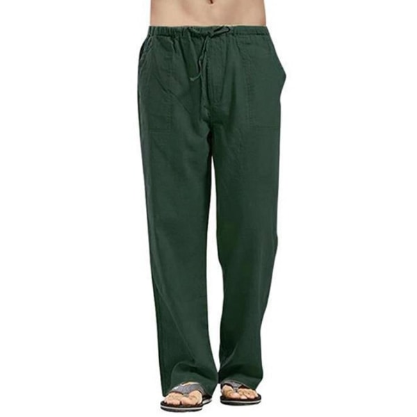 Mænd Drenge Casual Daily Bukser Ensfarvede Simple Design Bukser Til Mænd Mænd Unge Drenge Daily Wear CMK Dark Green S
