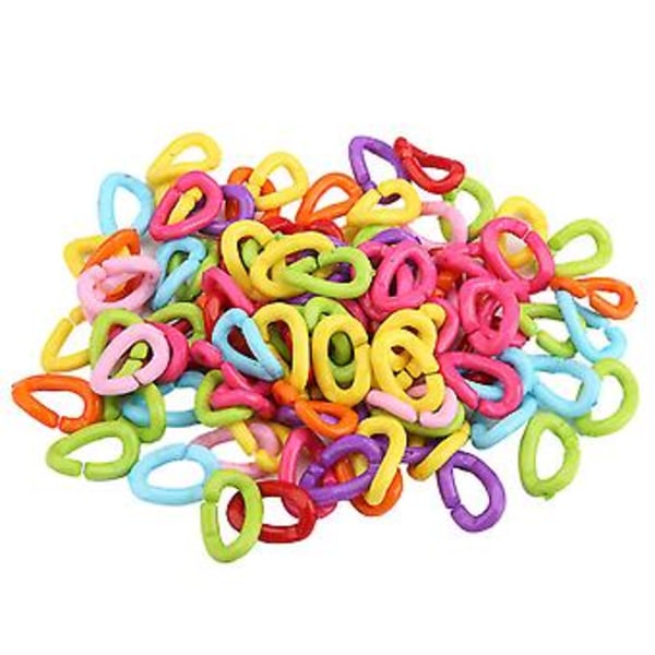 100 st Plastfågel C-clips Krokar Kedjelänkar DIY Papegojleksaker Blandade Färger
