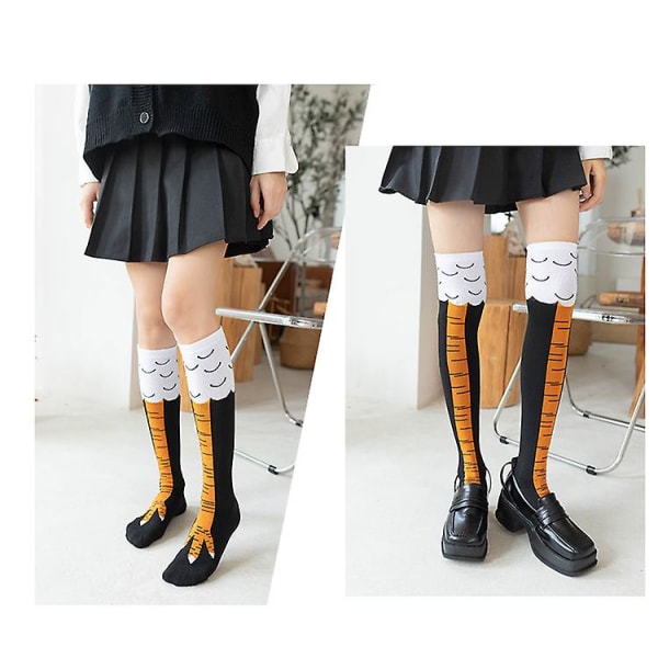 Women's Fun Chicken Leg Socks, 3d Card Through Knee Socks Long