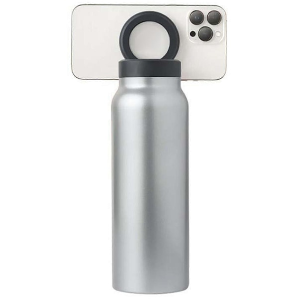Magnetisk Telefonholder Isolert Krus Rustfri Vannflaske Bursdag Julegave Silver