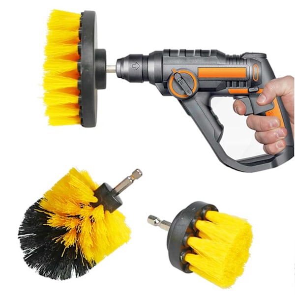 Skurborstar till Borrmaskin och Skruvdragare 3-pack gul yellow