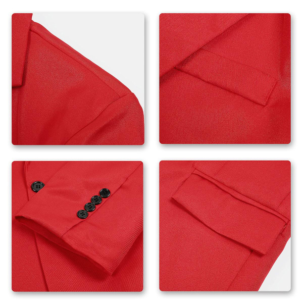 Allthemen Herre Solid Color Slim Fit Business Casual Blazer CMK Red 2XL