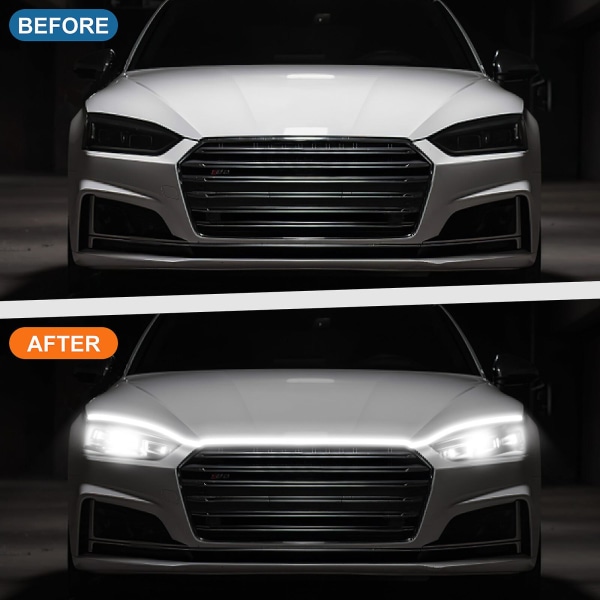 【Tricor butik】 Bilhjelm lysstrimmel Fleksibel RGB LED lysliste til bilhjelm dekorativ lysliste White