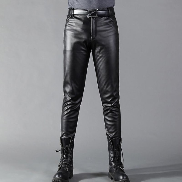 Men's Leather Pants, Skinny Stretch PU Leather Pants 32
