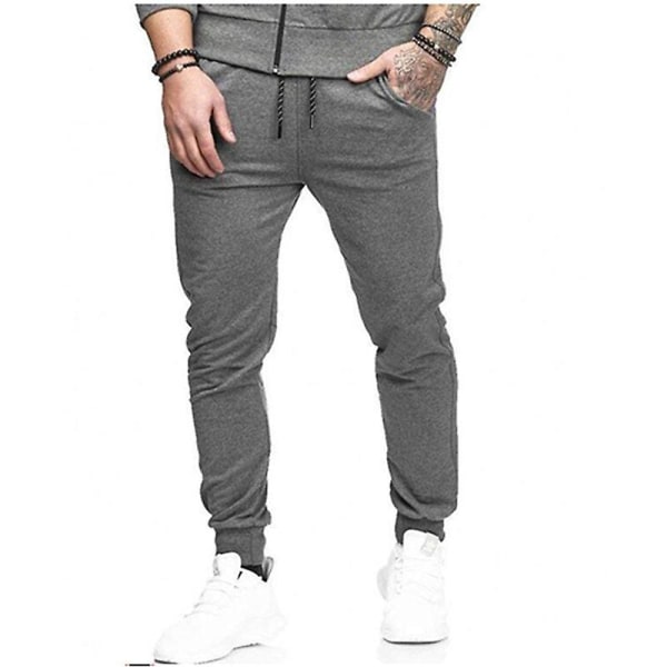 Men's Plain Drawstring Stretch Sweatpants Grey 3XL