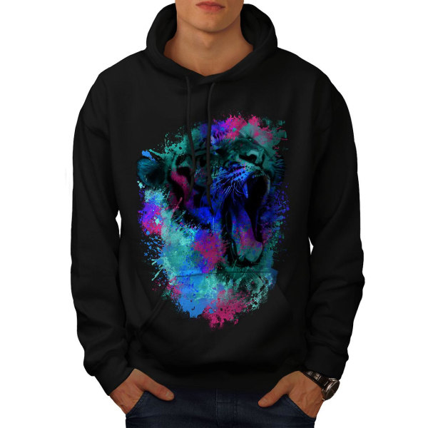 Fargerik Tiger Art Men BlackHoodie | Wellcoda CMK Black 4X-Large