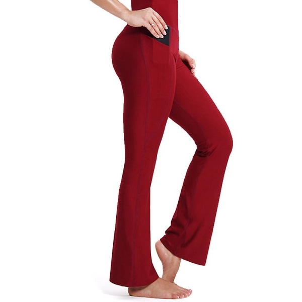 Kvinder Yoga Bukser Højtaljede Leggings Stretchy Løbebukser Mavekontrol træningsbukser CMK Red 3XL