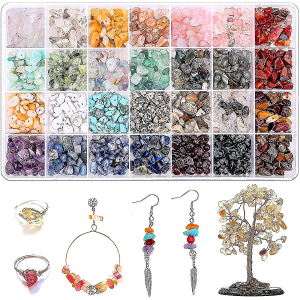 1400 bitar Crystal smycken gör kit 28 färger ädelstenspärlor
