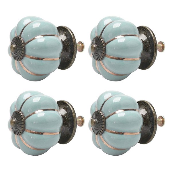4st keramisk knopp Vintage knopplåda Pumpaformat draghandtag blue