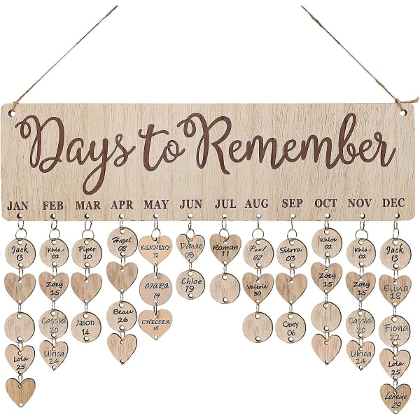 Family birthday board wall hanging with wooden tags
