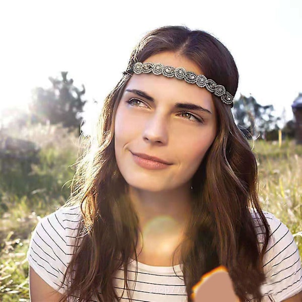 Beste 5-delers Hippie Kostymetilbehør for Kvinner, 60-talls 70-talls Fancy Dress Hippie Sett C1