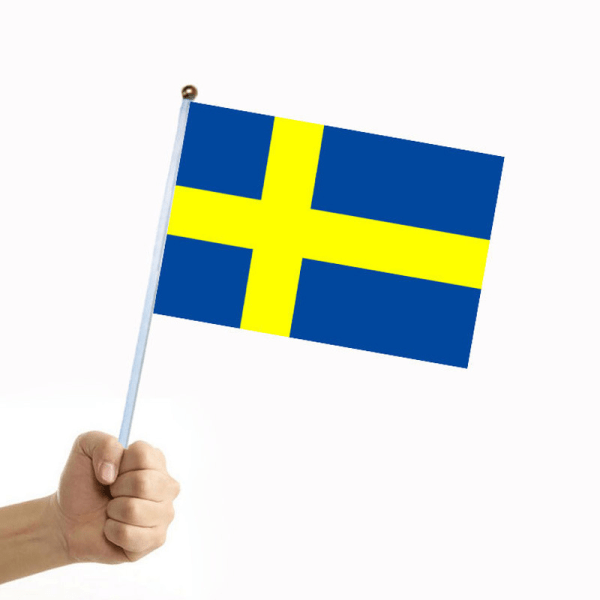 Pakke med 30 svenske håndviftende flagg nasjonaldagen