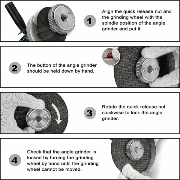 Hurtigkoblingsmutter M14, for alle vinkelslipere AEG, Black & Decker, Dewalt, Flex, Hitachi, Metabo, Makita etc. (1x klemmutter)