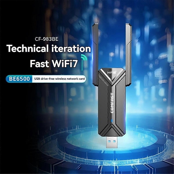 WiFi7 USB-sovitin BE6500 WiFi-kortti USB 3.0 WiFi 7 verkkosovitin langaton adapteri PC-kannettavalle