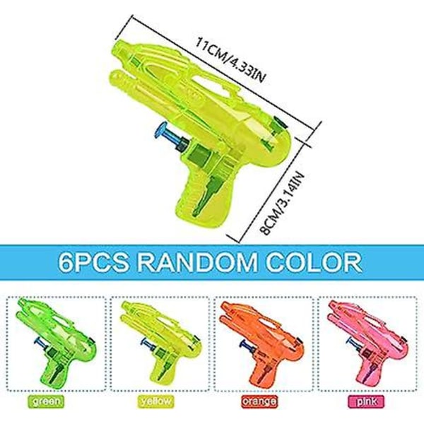 Liten vattenpistol 6 st plast vattenpistol för barn slumpmässig färg