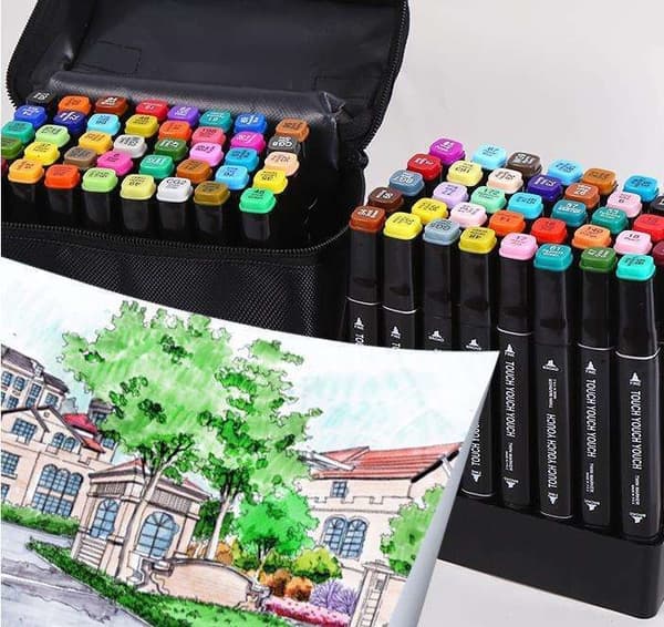 40-pak - Tusser med etui - Dobbeltsidede - Penne Multicolor multifärg