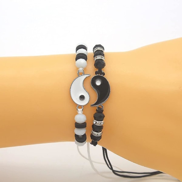 2 Matchende Yin og Yang justerbare tauarmbånd for gaver