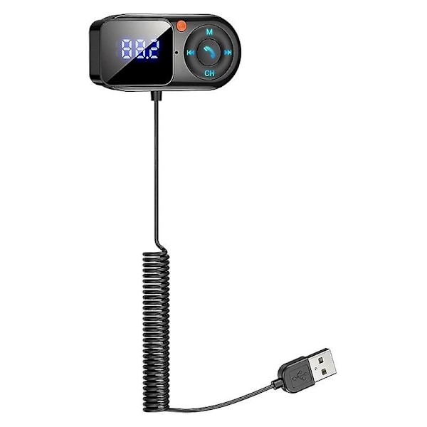 Fm-sändare trådlös Bluetooth 5.0 bilsändare Bluetooth Aux-ljudmottagare Mp3-spelare bilkit handsfree inbyggd mikrofon