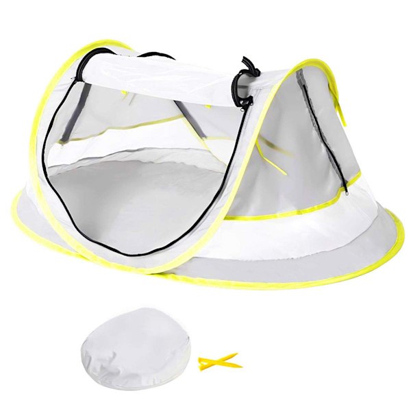 Baby Strandtält, Baby Strand Pop Up Tält, UPF 50+ Solskydd Baby Tält, Baby Tält med Myggnät, Solskydd för Flickor Pojkar, Strandparasoll för
