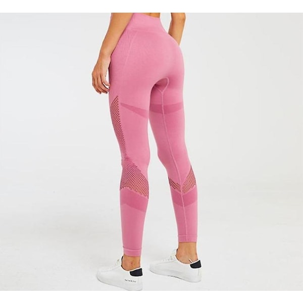Sort/Pink Yoga Leggings Højtliggende mavekontrol Home Gym Fitness Workout CMK Pink L