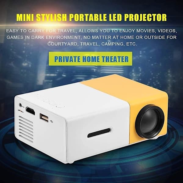 Bärbar 1080p LED-projektor - Miniprojektor för hemmabio