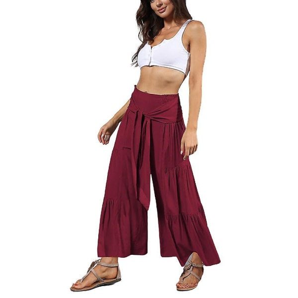 culottes med høy midje for kvinner Wine Red XL