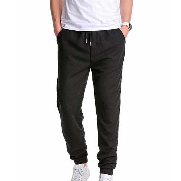 men's solid color loose sweatpants Black XL