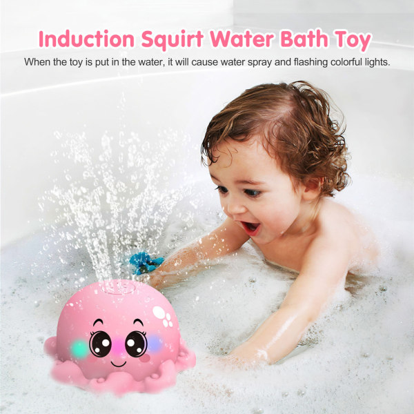 Baby vann leketøy blekksprut spray basseng leke med lys pink