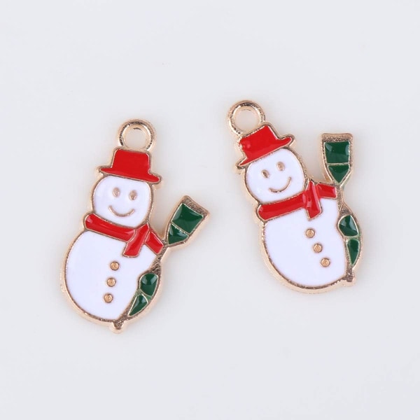 10 Pcs Christmas Snowman Earrings DIY Accessories Xmas Enamel Charm Pendants Necklace Bracelet Jewelry Making Charms