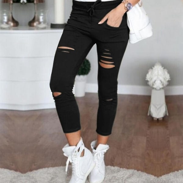 Dame Ripped Stretch Skinny Jeans Black S