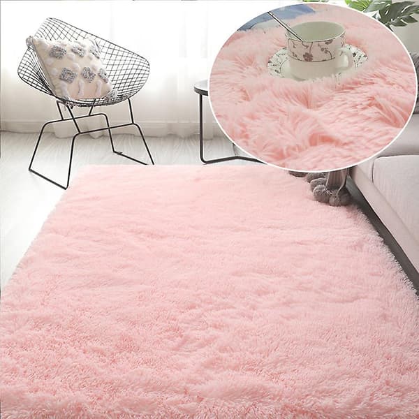Bløde regnbuetæpper til børneværelset, bløde, luvtæpper, stue, børn, babyværelse, børnehave, legerum, sød indretningstæppe, lyserød light pink 50x80cm