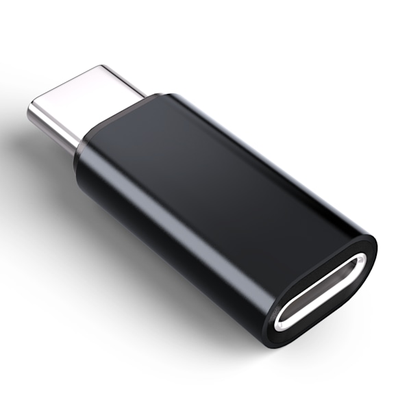 Lightning (hona) till USB-C (hane) adapter, kompatibel med iPhone 15 Svart Sort