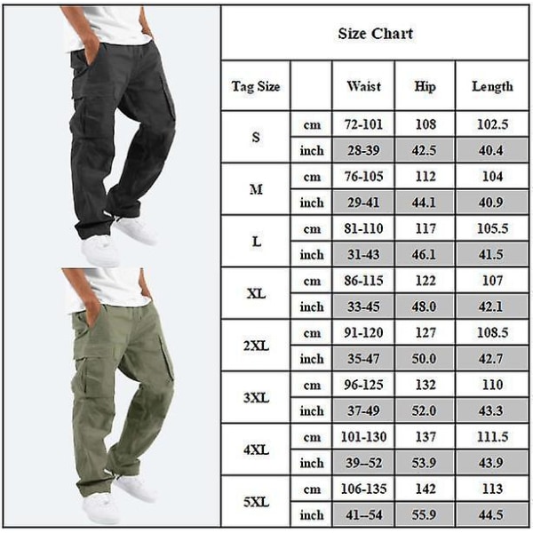 Men Multi Pockets Cargo Pants Baggy Work Combat Trousers Grey 5XL