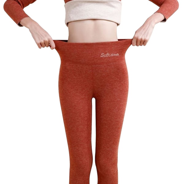 Mykt fôrede leggings Tykke termiske varmebukser Høy midje vinterstretchy M-5xl CMK red L