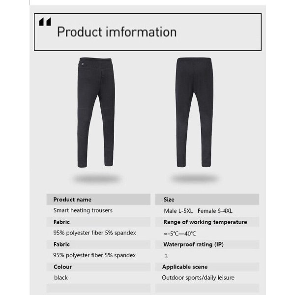 Electric Usb Heated Warm Pants Winter Warmer Heating Elastic Trousers Men *1 CMK XXXL MAN