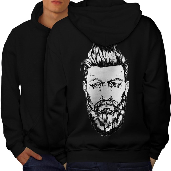 Beard Guy Tyylikäs muoti Miesten BlackHoodie Takaisin | Wellcoda CMK Black 2X-Large