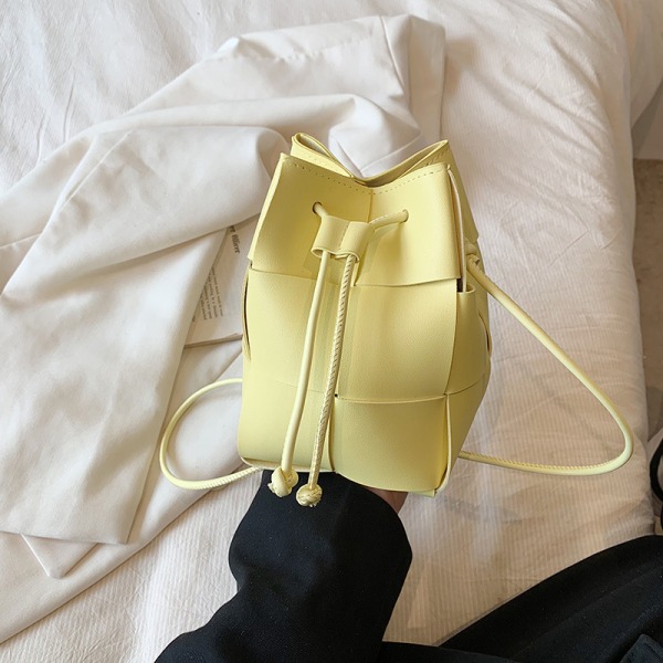 Håndvævet Bucket Bag Simpel skuldertaske Mini telefontaske yellow