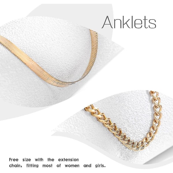 Anklet Gold Fishbone Ankelarmband Layered Anklet Set